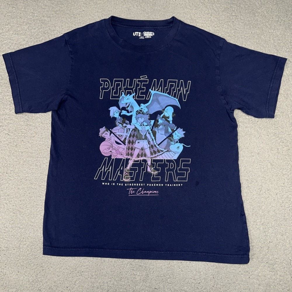 Uniqlo UT Pokémon Masters EX T Shirt Youth Size 13 Navy Blue The Champions Tee